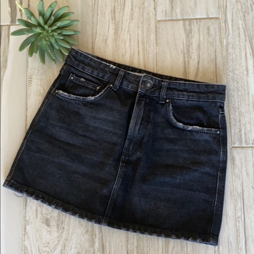 Black denim skirt